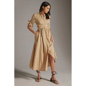 Anthropologie Tan Striped Maxi Dress
